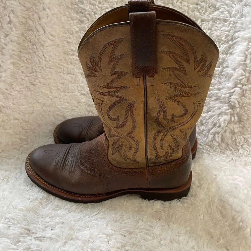 ARIAT Men’s leather antique brown&tan Western Boots meets modern comfort SZ10.5B